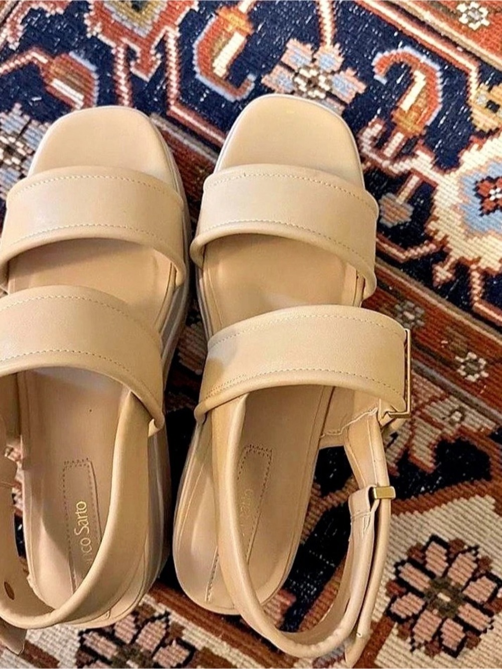 Franco Sarto Platform Strappy Sandals in Beige US 12M